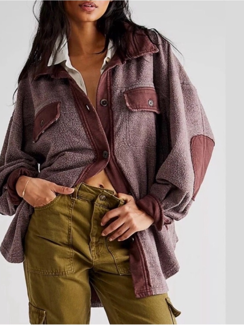 Free People Ruby Oversized Fleece Shirt Jacket L